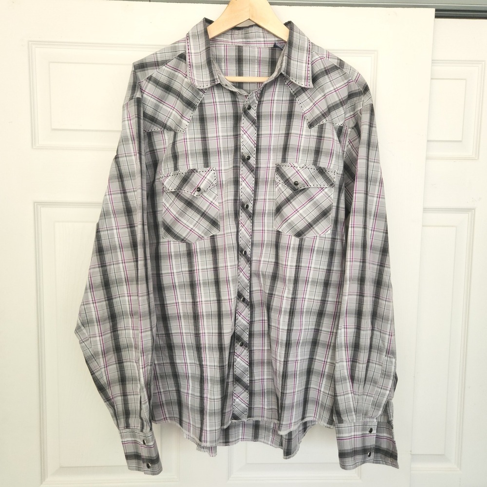 Wrangler Western Men's Long Sleeve Plaid‎ Black Snaps Black details XXL